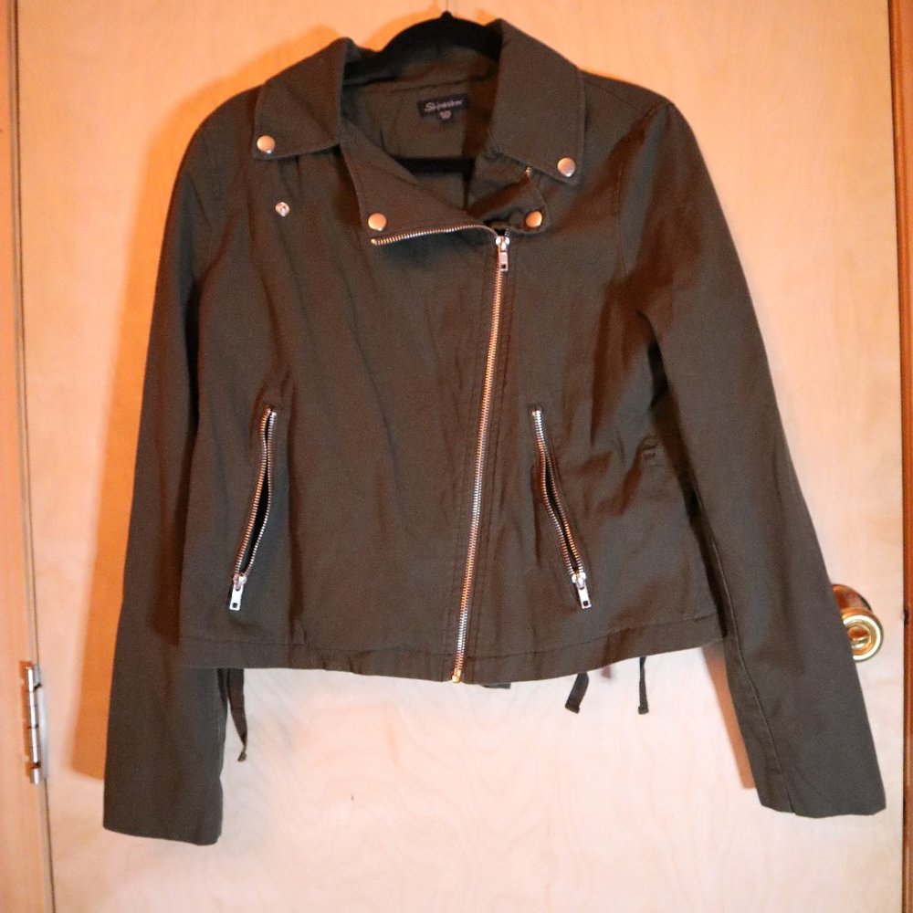 ShineStar Green Army Motorcycle Style Jacket